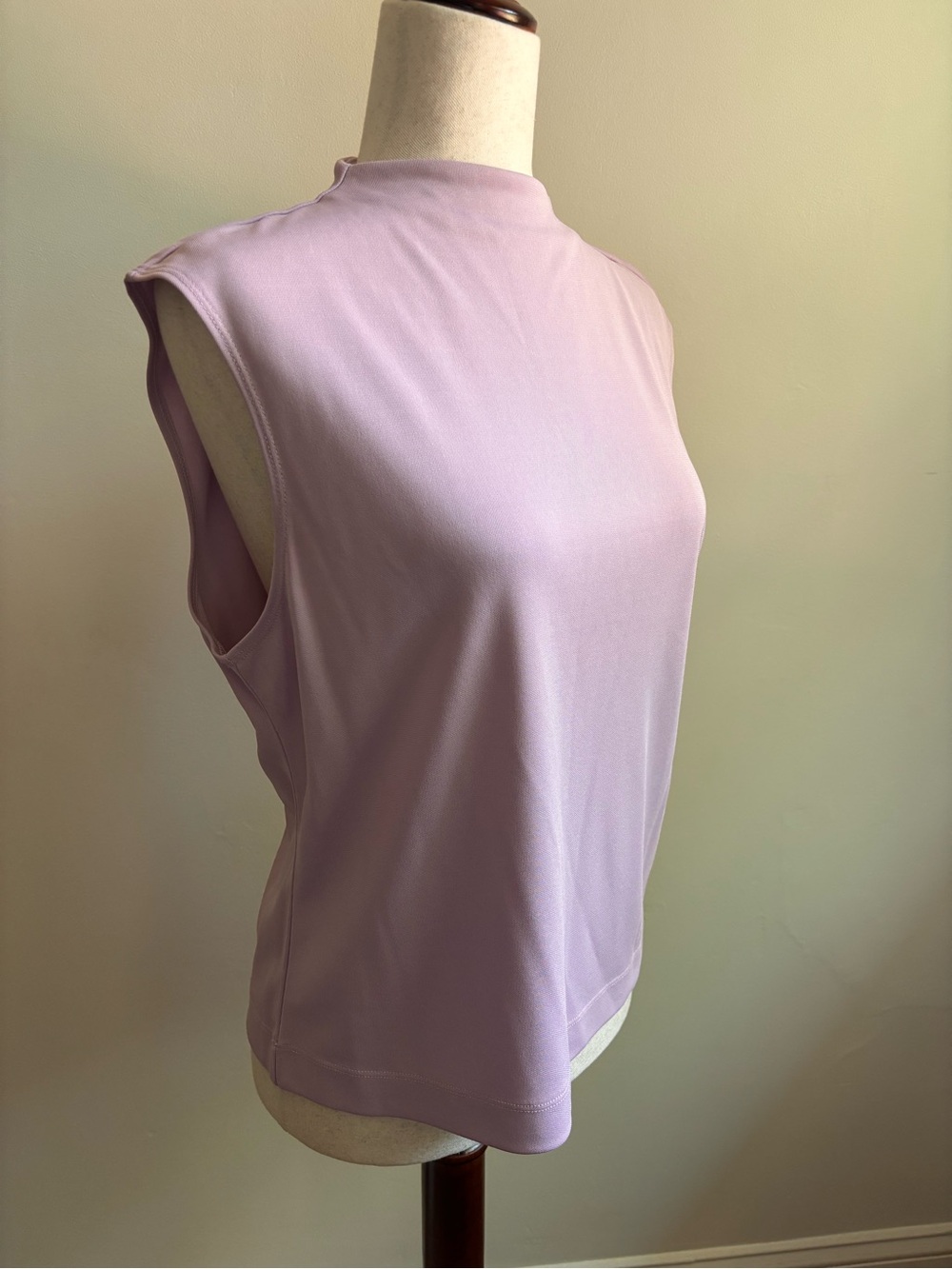 Vintage Kasper Knits ASL Lavender Mock Neck Sleeveless Top Women’s L 90s Minimal